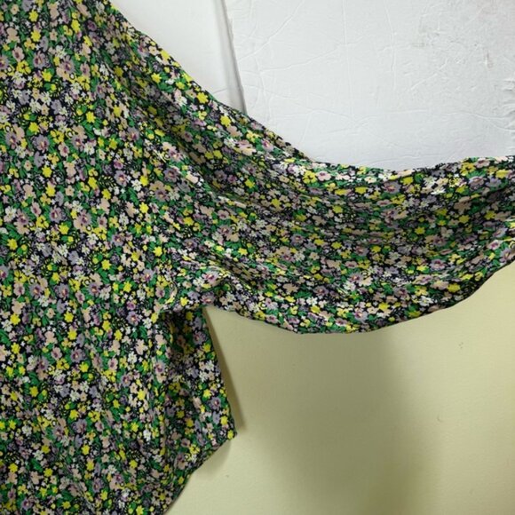 Anthropologie Maeve Ashleigh Floral Puff Sleeved Ties Button Down Oversize Top L - Picture 7 of 16